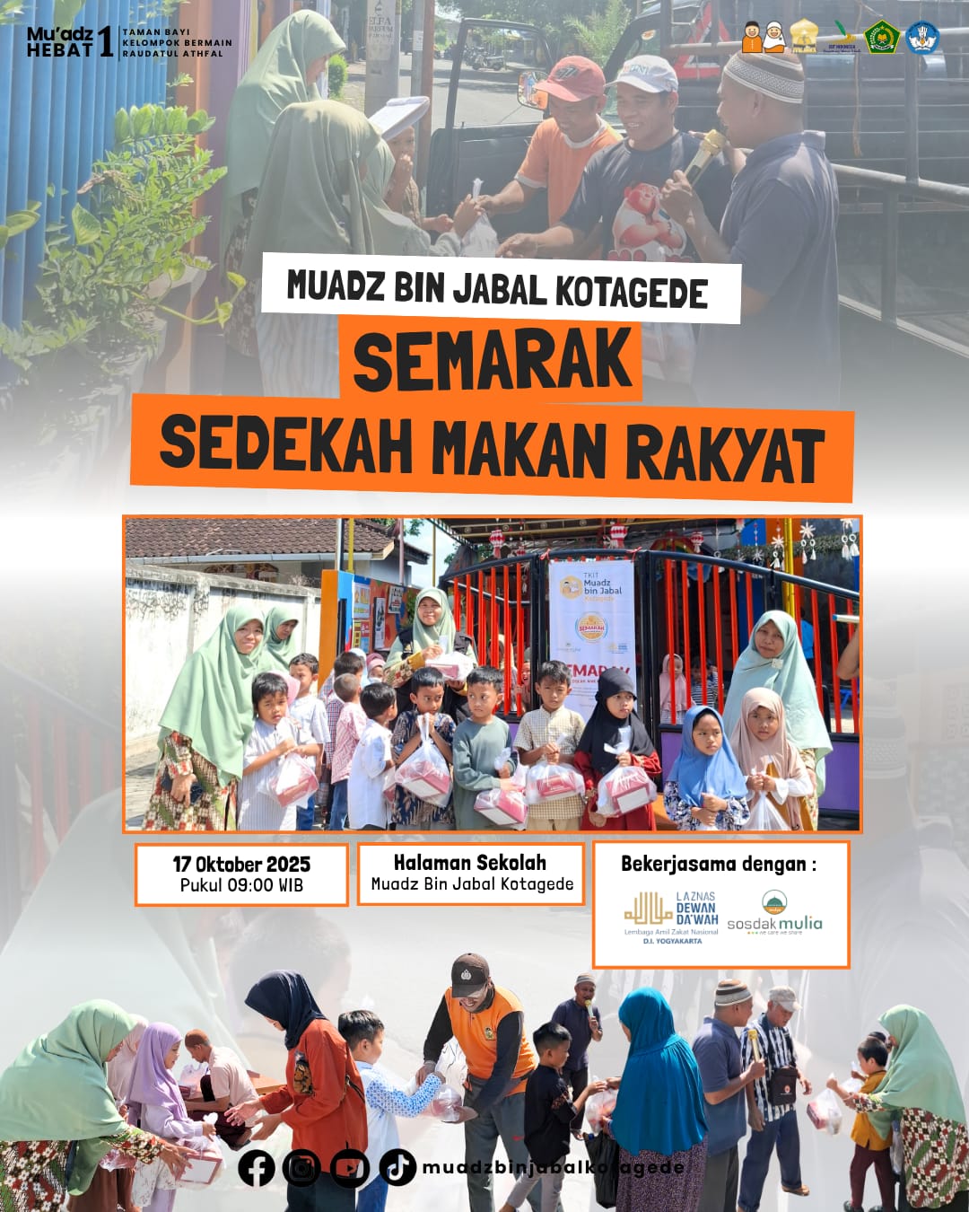 Ajarkan Berbagi pada Anak, TKIT Muadz Bin Jabal 1 Yogyakarta adakan Semarak berbagi Paket Makanan Siap Santap